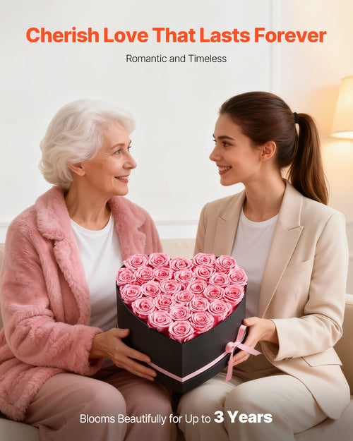 27 Preserved Roses Heart Box | Eternal Pink Bouquet Mother's Day Gift for Mom
